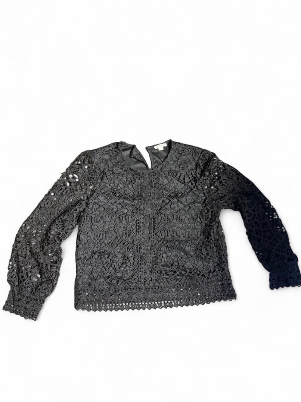 Ultra Pink Black Crochet Lace Blouse Size Large